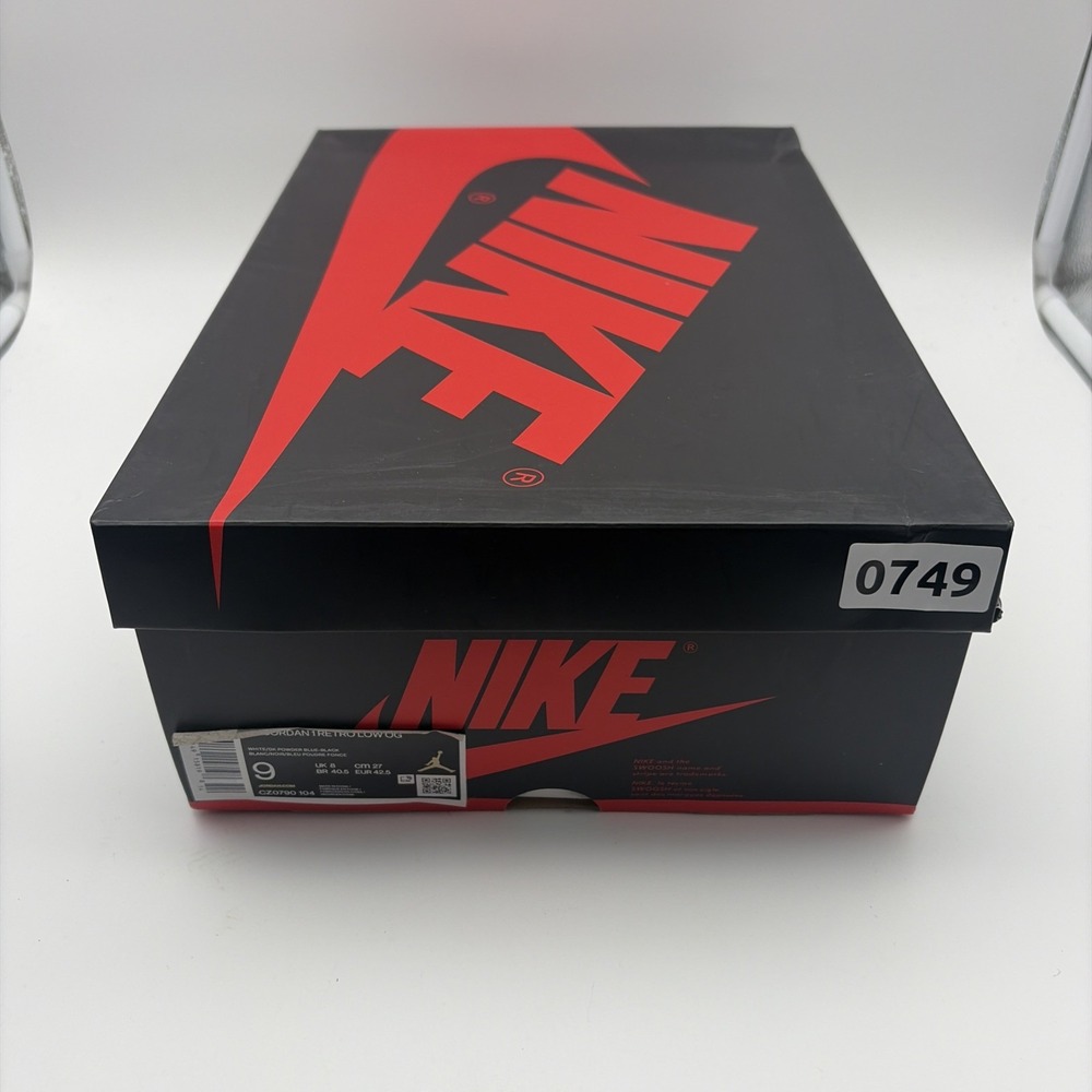 Size 9- Air Jordan 1 Retro Low OG White, Powder Blue (CZ0790-104) - Picture 10 of 11
